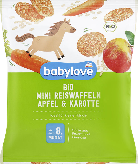 Био мини оризови вафли с ябълка и морков, 8+м, 35 g