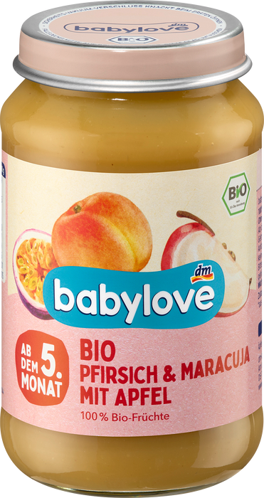 Био плодово пюре праскова и маракуя с ябълка, 5+м, 190 g