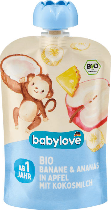 Био плодово пюре с ябълка, банан и ананас, 1+г, 100 g