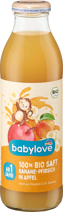 Био сок от ябълка, банан и праскова, 1+г, 500 ml
