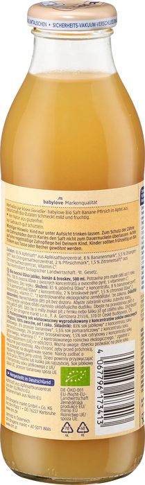 Био сок от ябълка, банан и праскова, 1+г, 500 ml