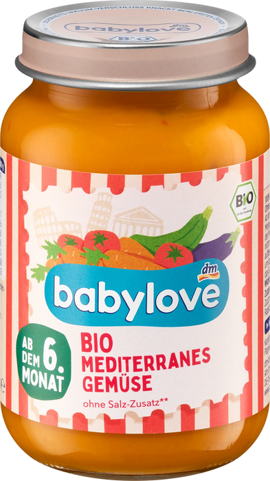 Био зеленчуково пюре с домати, тиквички и патладжан, 6+м, 190 g