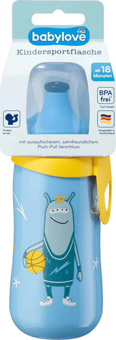 Детско спортно шише с push/pull затваряне, различни цветове/мотиви, 330 ml