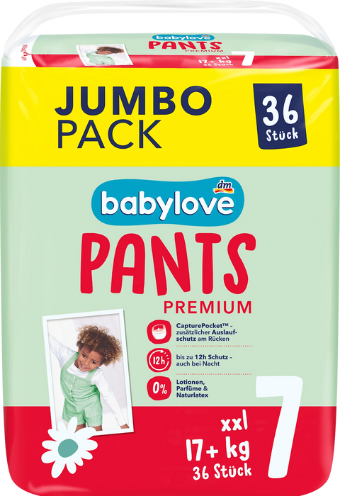 Гащички за бебета Premium, Gr. 7 XXL (+17 kg) Jumbopack, 36 бр