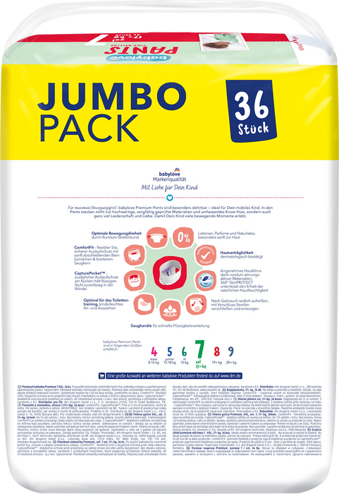 Гащички за бебета Premium, Gr. 7 XXL (+17 kg) Jumbopack, 36 бр