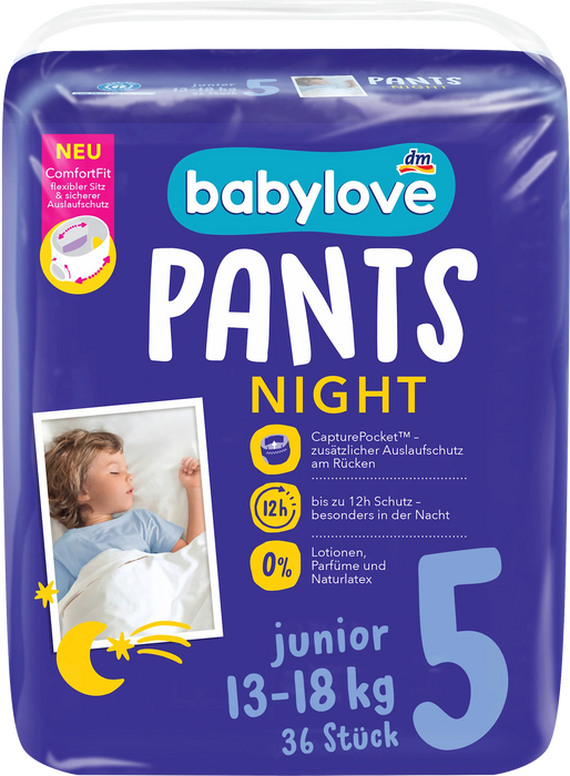 Гащички за деца NIGHT junior, размер 5 (13-18kg), 36 бр