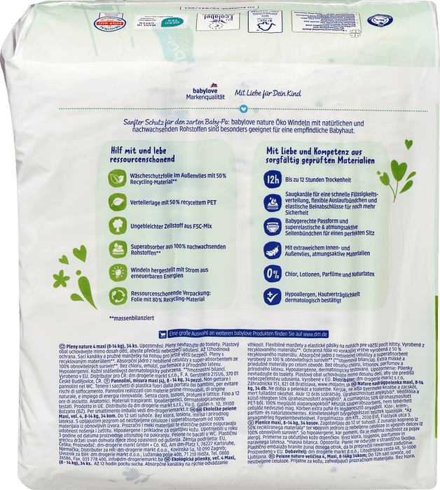 Пелени Nature, размер 4 maxi (8-14 kg), 34 бр