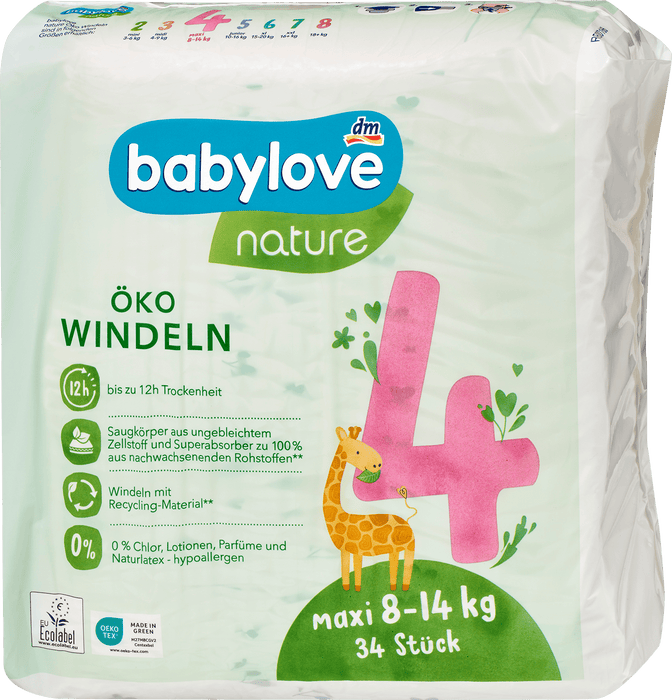 Пелени Nature, размер 4 maxi (8-14 kg), 34 бр