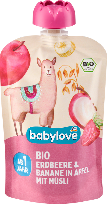 Плодово пюре от ябълки, ягоди и банани, 1+ години, 100 g