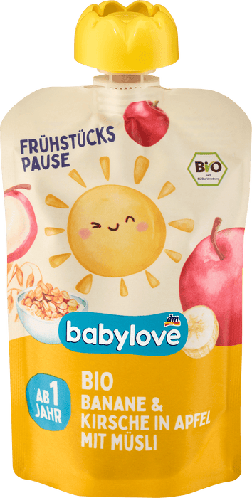 Пюре от ябълка с банани, вишни и мюсли, 1+г, 100 g