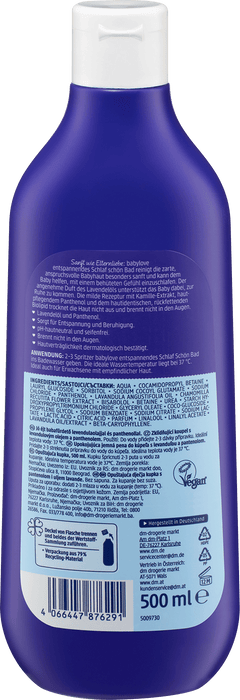 Релаксираща пяна за къпане на бебе преди сън Sensitive, 0+м, 500 ml