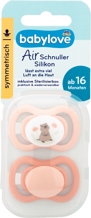 Силиконова залъгалка Air, симетрична, 16+ месеца, различни цветове/мотиви, 2 бр