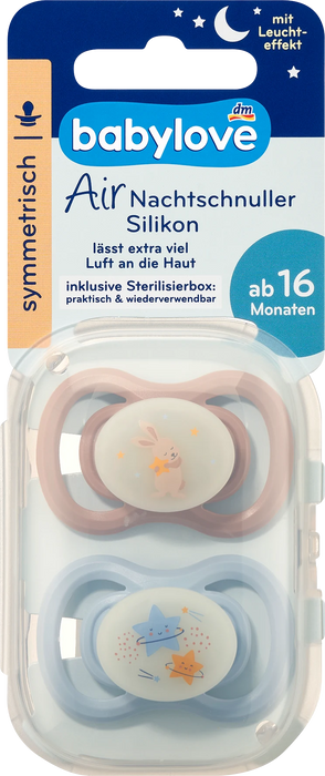 Залъгалки Air, силиконови, 16+ месеца, различни цветове/мотиви, 2 бр