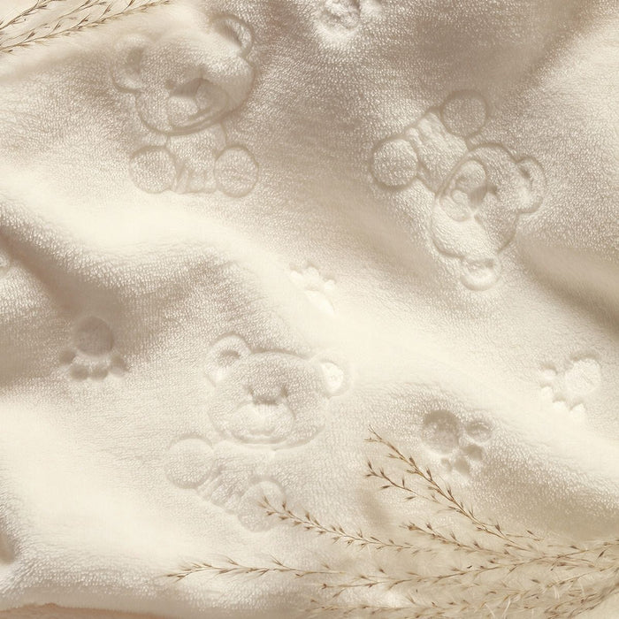 Бебешко одеяло с плюшена играчка Babyono - Мече, 75 x 100 cm, екрю