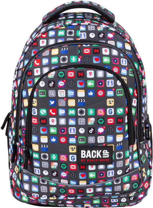 Ученическа раница BackUp X - Icons, с 3 отделения