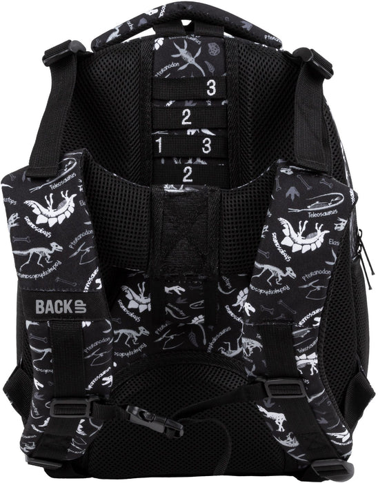 Ученическа раница BackUp R - Black Dinosaurs, с 3 отделения