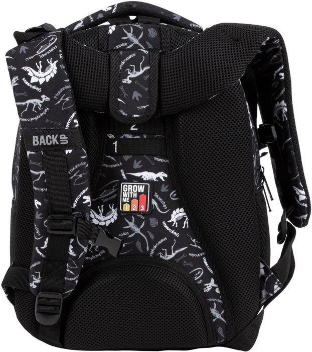 Ученическа раница BackUp R - Black Dinosaurs, с 3 отделения