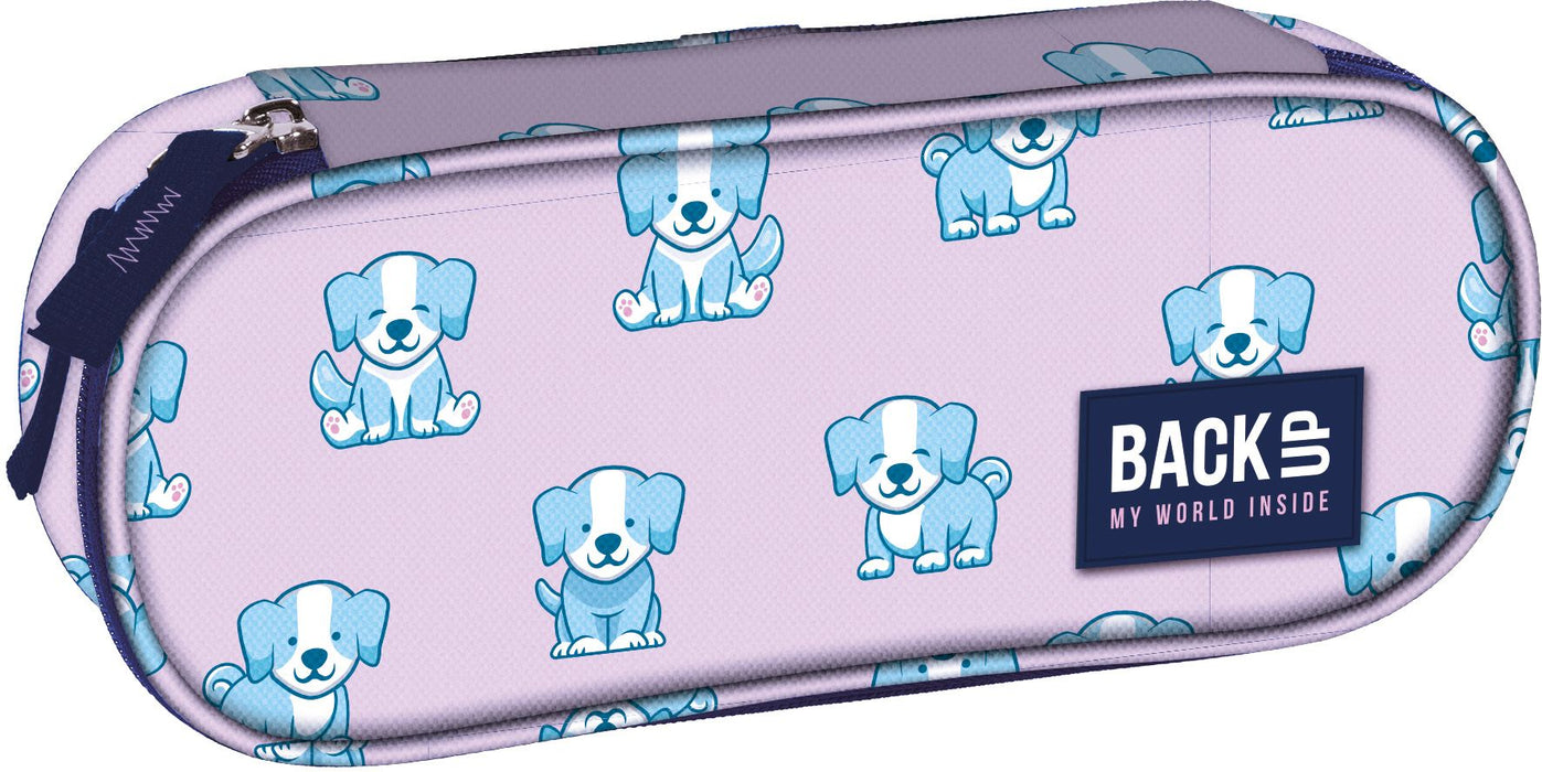 Овален ученически несесер BackUp A - Puppy, 1 цип