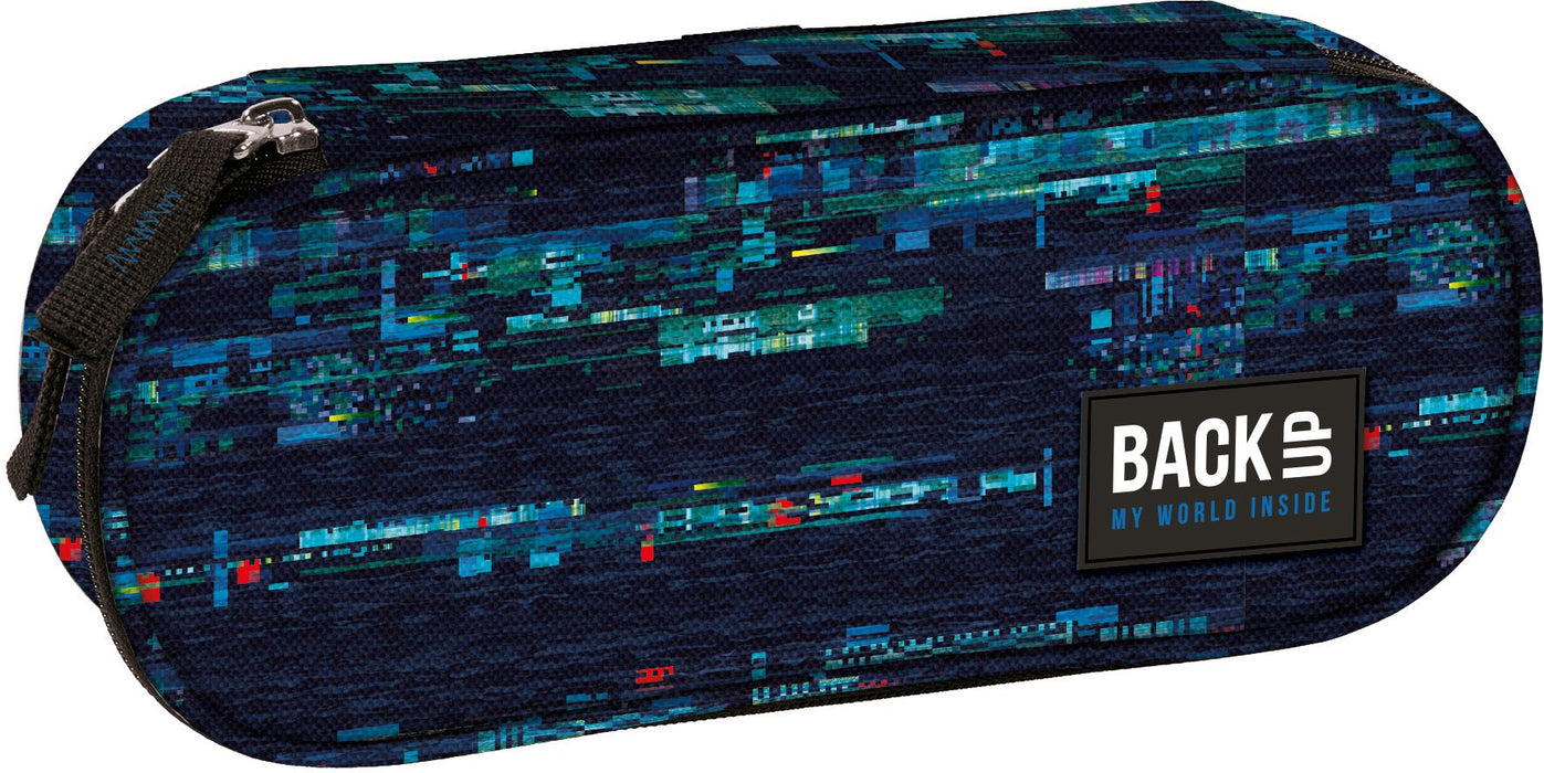Овален ученически несесер BackUp A - Glitch, 1 цип