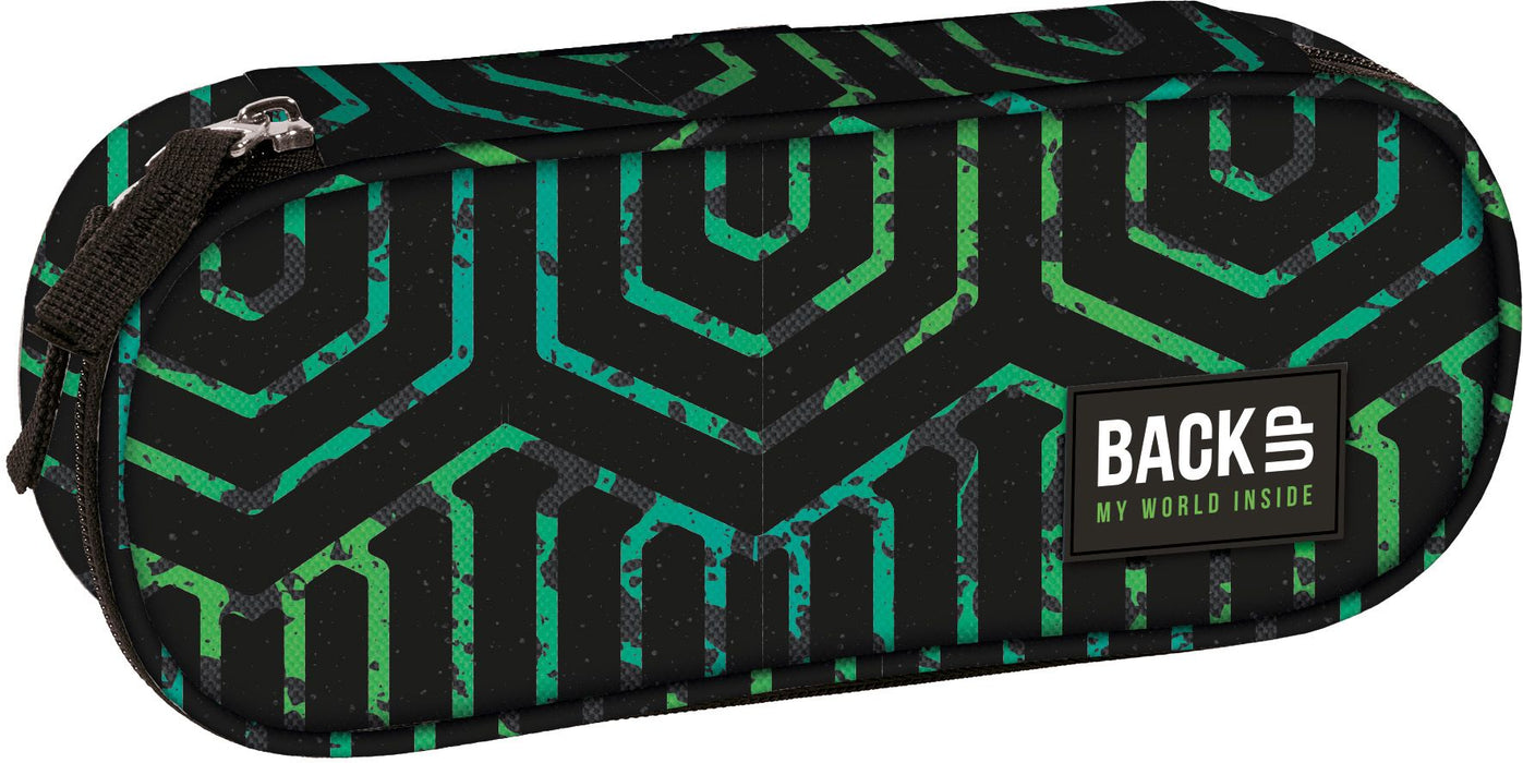 Овален ученически несесер BackUp A - Antique Green, 1 цип