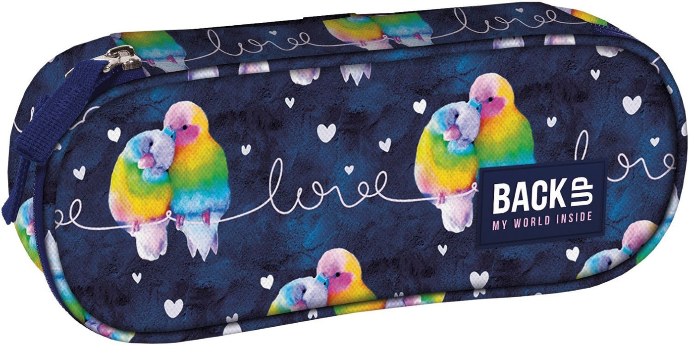 Овален ученически несесер BackUp A - Lovebirds