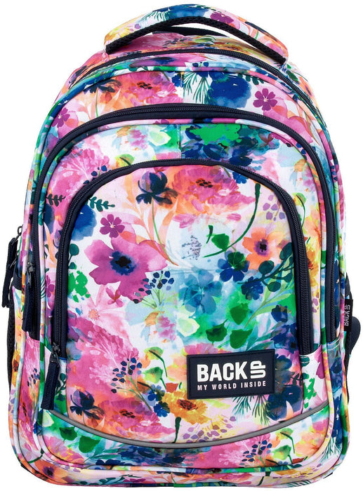 Ученическа раница Back Up X - Flowers, с 2 отделения