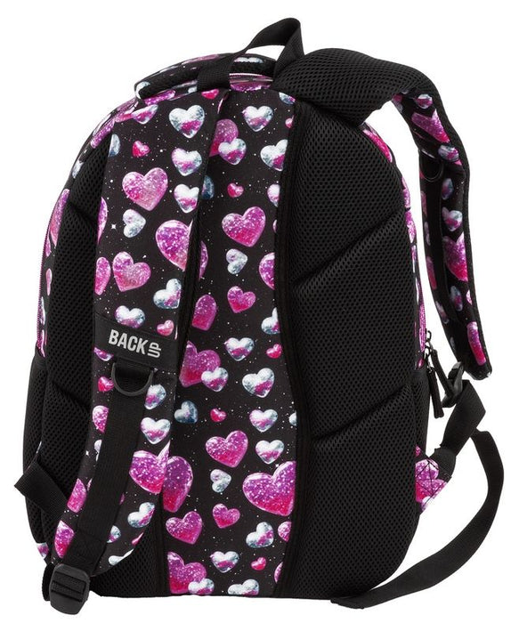 Ученическа раница BackUp 8 X - Glitter Hearts, с 3 отделения