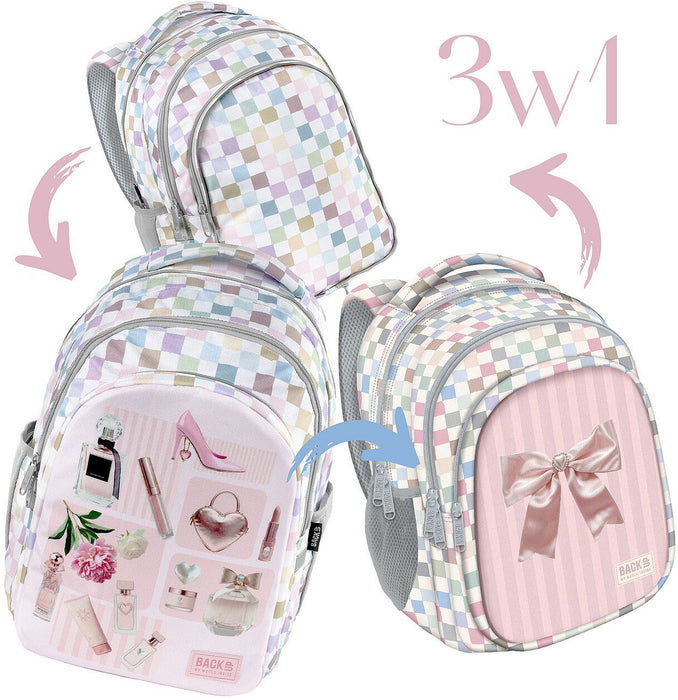 Ученическа раница BackUp 8 D - Pastel Checkered, с 3 отделения