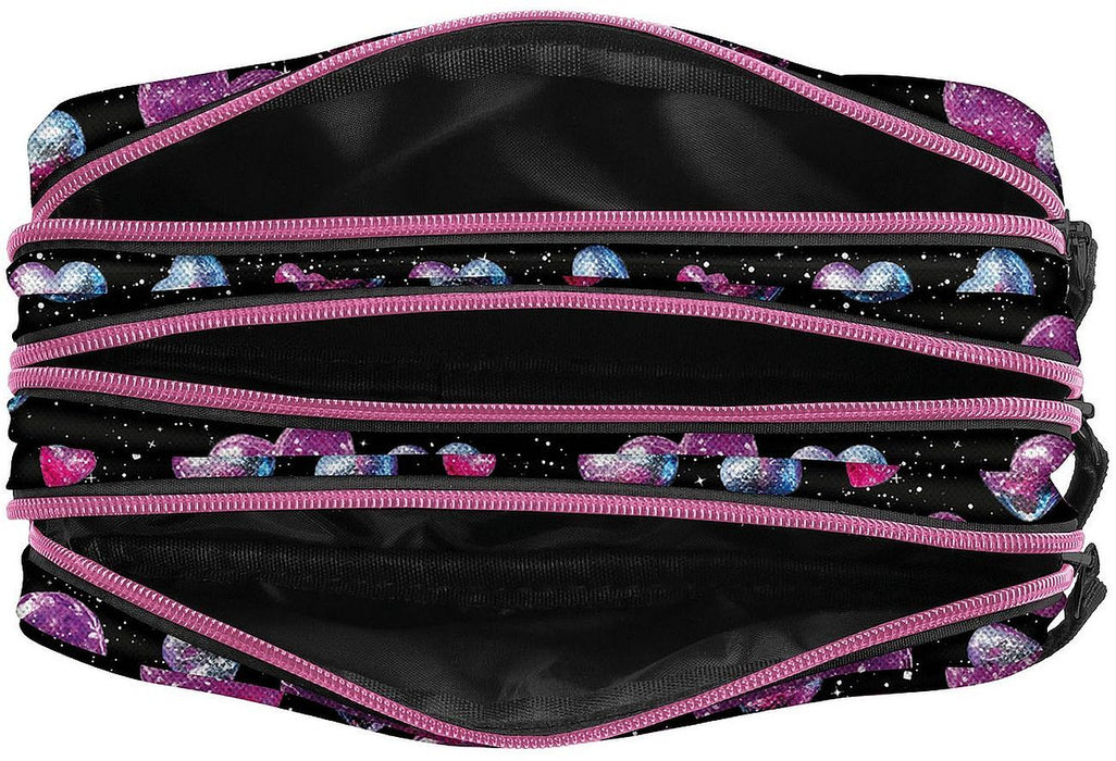 Ученически несесер BackUp 8 G - Glitter Hearts, 3 ципа