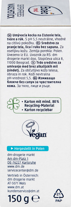 Измиващо блокче без сапун за чувствителна кожа, 150 g