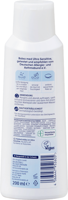 Почистващо мляко за лице Ultra Sensitive, 200 ml