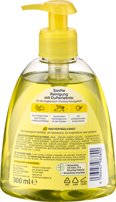 Течен сапун с аромат на лимон, лайм и маточина, 300 ml