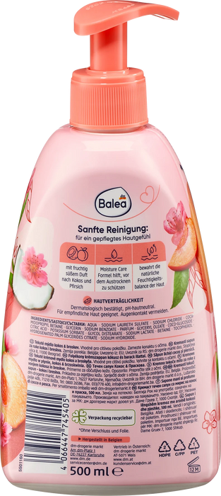 Течен сапун за ръце Кокос и праскова, 500 ml