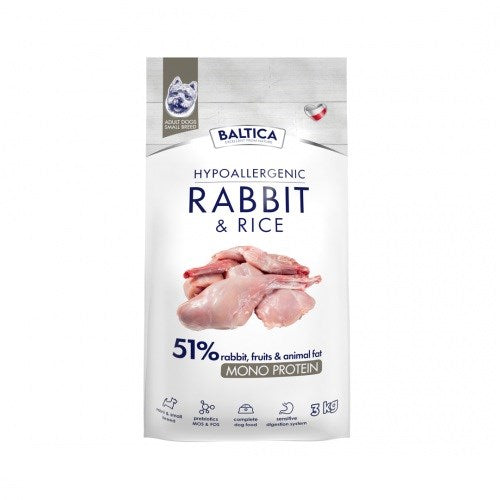 BALTICA Nutraceutic Hypoallergenic S Заек с ориз - суха храна за кучета - 3 кг