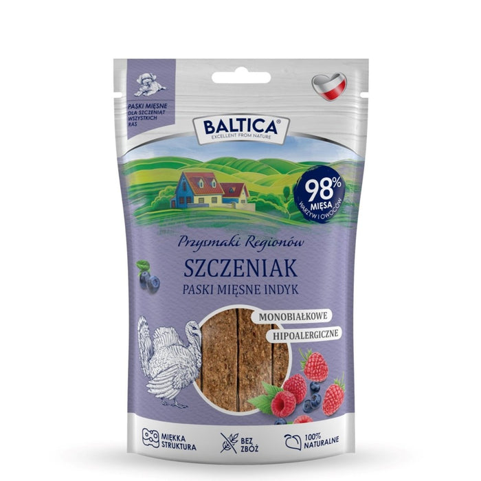 BALTICA Przysmaki Regionów Puppy Mono Meat Strips Turkey – лакомство за кучета – 90 g