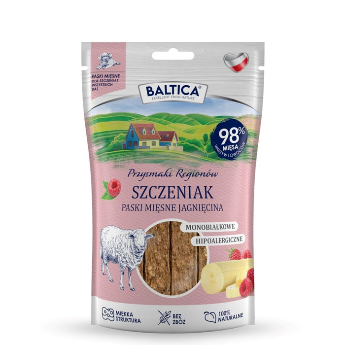 BALTICA Przysmaki Regionów Puppy Mono Meat Strips Lamb – лакомство за кучета – 90 g