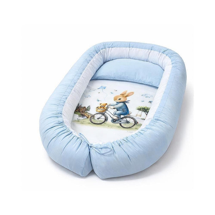Бебешко гнездо 3 в 1 Bambino Casa - Rabbit on Bicycle, синьо