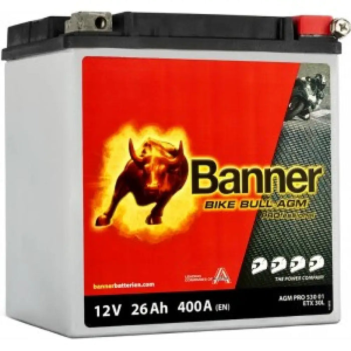 BANNER BIKE BULL AGM PROFESSIONAL ETX30L 26AH 400A R+