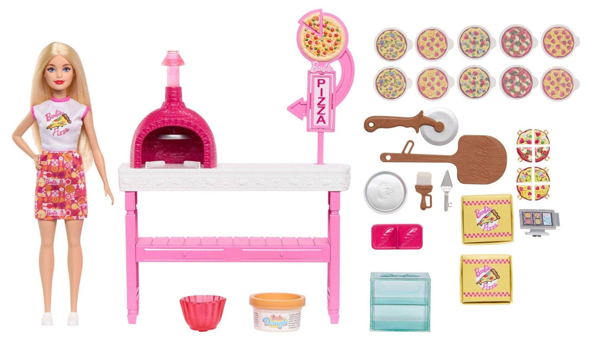 Игрален комплект Barbie - Пицария, с кукла и 25 аксесоара