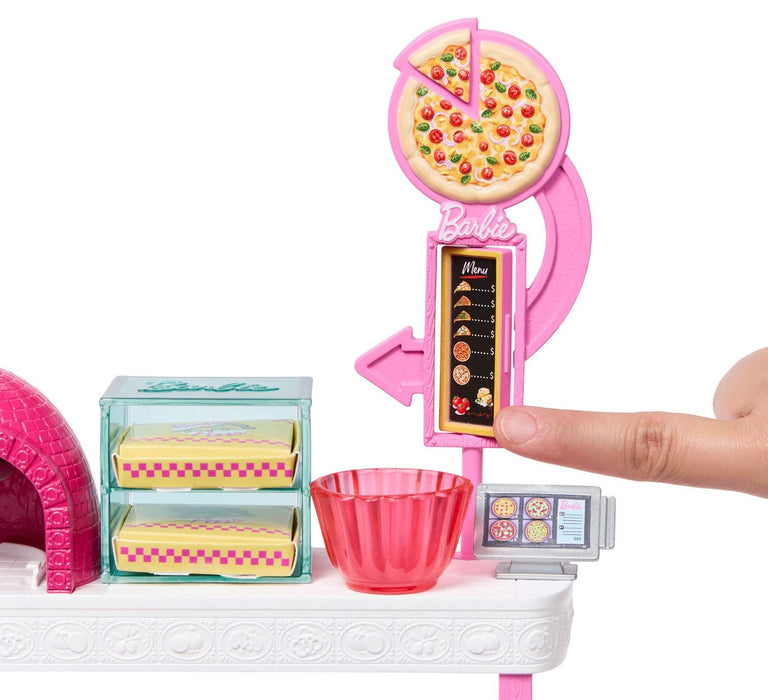 Игрален комплект Barbie - Пицария, с кукла и 25 аксесоара