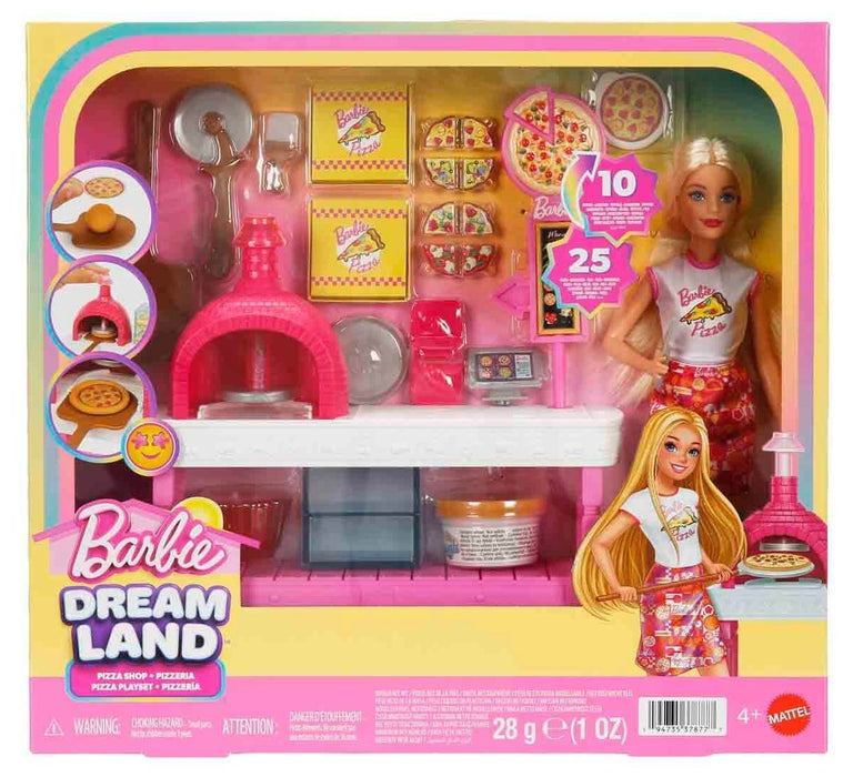 Игрален комплект Barbie - Пицария, с кукла и 25 аксесоара
