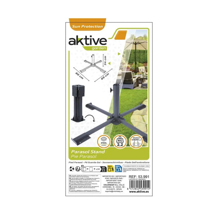 Base pour parapluie Aktive 86 x 34 x 86 cm Черен Метал (2