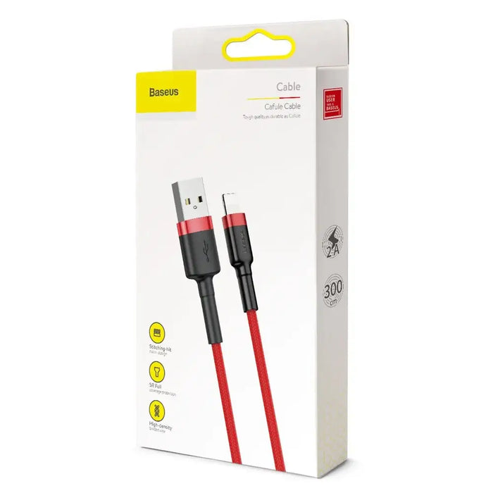Baseus Cafule USB-A / Lightning 2A QC 3.0 кабел 3 м - червен