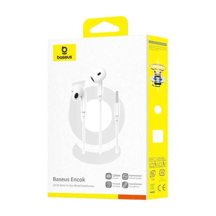 Baseus Encok HZ19 White кабелни слушалки за поставяне