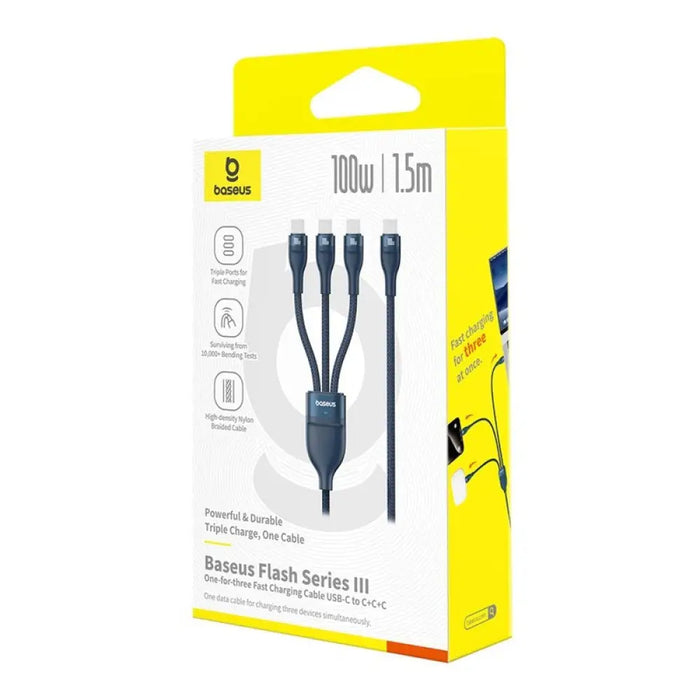 Baseus Flash Series Type C към C + C + C кабел за бързо
