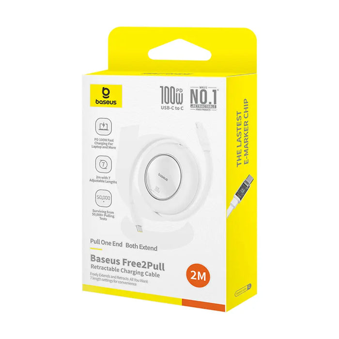 Baseus Free2Pull Mini 100W прибиращ се USB-C кабел - USB-C