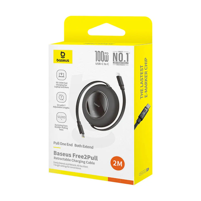 Baseus Free2Pull Mini 100W прибиращ се USB-C кабел - USB-C
