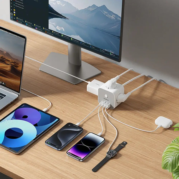 Baseus PowerCombo 7 в 1 Power Strip Cube 3 AC + 3 x USB-A