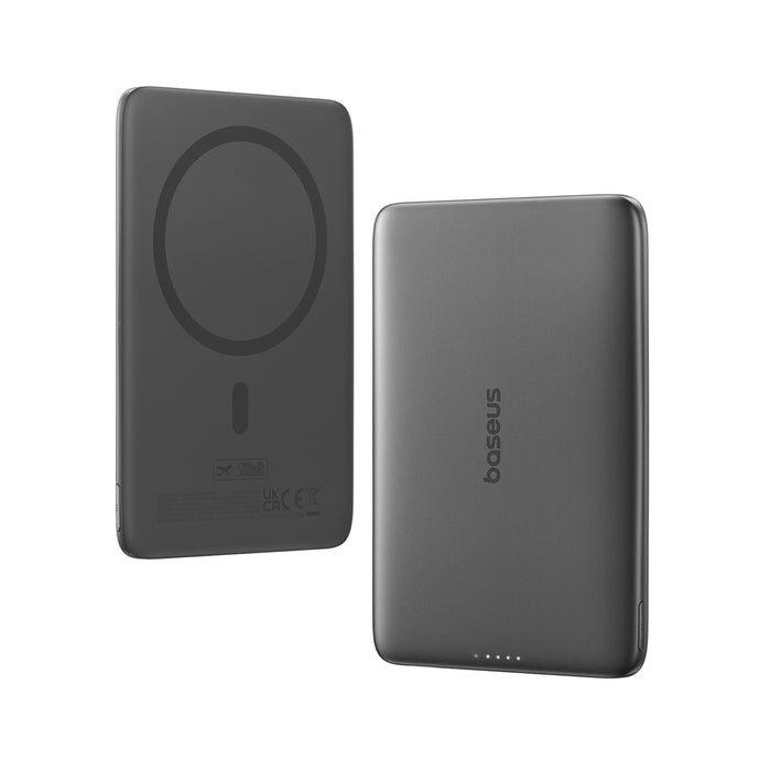 Външна батерия Baseus PicoGo AM41 Ultra-Slim 5000mAh 20W MagSafe, съвместима с Baseus Simple USB-C 60W 30cm кабел - черна