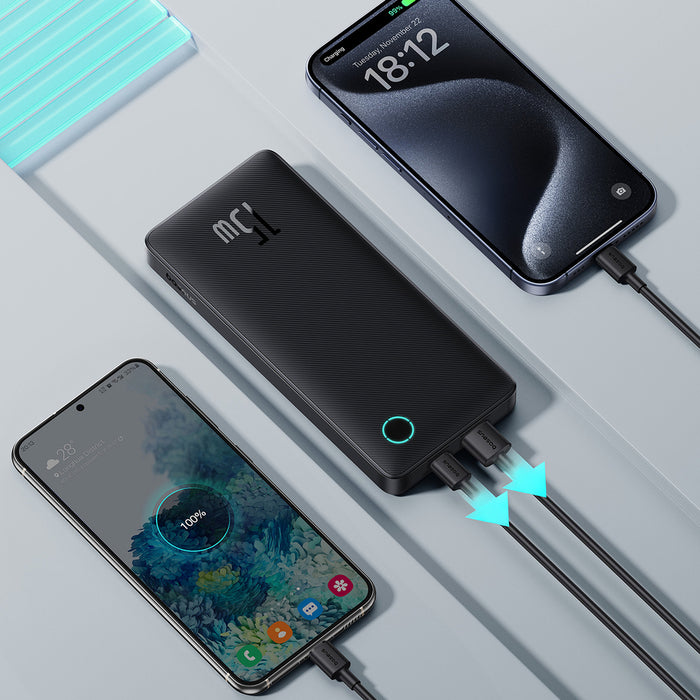 Външна батерия Baseus Airpow Lite 10000mAh 15W с Baseus Simple USB-C 30cm кабел - черна